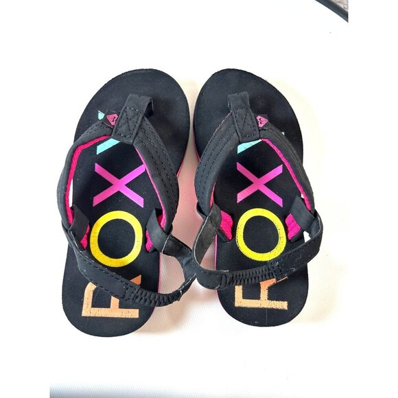 Roxy Toddler Girls Flip Flops Black Multi Size 9 - Picture 3 of 7
